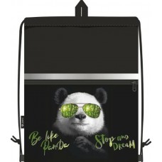 Мешок для обуви 33*42см карман на молнии с рисунком Panda полиэстер, свет.полоса Lamark SB0022-10