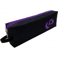 Пенал-косметичка объемная с ручкой, цвет черный, фиолетовый логотип и молния, 21*7*3,5 см PB0028-VL
