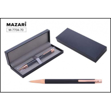 Ручка подарочная в футляре Mazari Elatio BRG синяя 0,7мм M-7704 черный мет.корпус с зол., поворотная