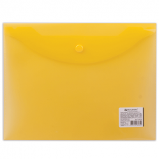 Папка-конверт с кнопкой А5 0,18мм прозрачная желтая Brauberg 224028