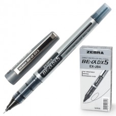 Ручка-роллер черная 0,5мм Zebra Zeb-Roller DX5 корпус серебр, EX-JB2-BK/EX-JB4-BK линия 0,3мм