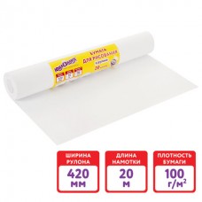Бумага для рисования в рулоне 420мм*20м 100г/м2 белая Рисуй-играй-учись Юнландия 112173