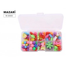 Набор творческий Бусины в пластик.контейнере (10 отделов) 12,5*6,5*1,8см + нить Mazari M-20043
