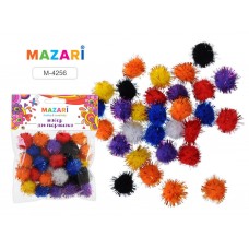 Декор для творчества Текстильные шарики Бомбошки с блеском 20мм ассорти (30шт) Mazari M-4256