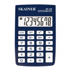 Калькулятор карманный 08-разрядов Skainer SK-108NBL синий (9*6см) на батарейке
