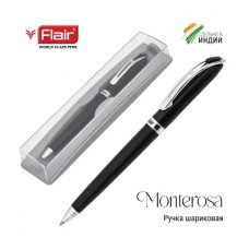 Ручка подарочная в футляре Flair Monterosa синяя 1,0мм F-1001 черный металл.корпус с хромом, поворот