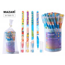 Ручка шар. Mazari Happy fruit синяя 0,7мм M-7689 масляная, цветной корпус, яркие фрукты 4 вида