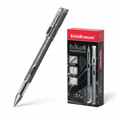 Ручка гель ErichKrause Megapolisl синяя 0,5мм 92 серый корпус с профил.держателем