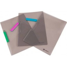 Папка пластик с клипом А4 0,50мм прозрачная серая, клип цветной для неперфор.листов Lamark TF0030-CM