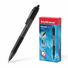 Ручка гель автомат черная 0,5мм ErichKrause Smart-Gel 39012 резиновый держатель