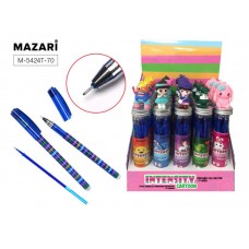Ручка пишет-стирает гелевая Mazari Intensity Игрушка синяя 0,5мм (туба+9 стержней+игрушка) M-5424T
