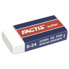 Ластик FACTIS S-24 Softer прямоугольный белый мягкий 50*24*10мм (Испания) картон.держ, синтет.каучук