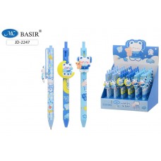 Ручка-игрушка авт. Мишка Happy day Basir JD-2247 синяя 0,5мм фигурка на зажиме