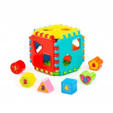 Логическая игрушка пластик Куб 12,3*12,3см Цифры, в сетке Полесье 91642