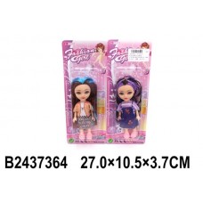 Кукла 15см с темными волосами и цветными прядками (2 вида) в блистере 2437364