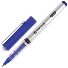 Ручка-роллер синяя 0,5мм Brauberg Flagman корпус серебристый, хромированные детали 141556