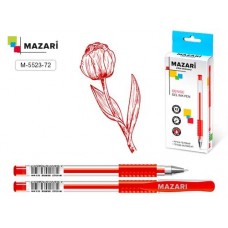 Ручка гель резиновый грип Mazari Denise красная 0,5мм M-5523 прозрачный корпус