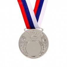 Медаль металл на ленте 2 место! 5 см, триколор 3678298