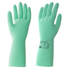 Перчатки резиновые латексные КЩС размер 7 (S) зеленые (кислотощелочестойкие) хлопк.нап. 73580
