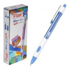 Ручка трехгранная шар.авт. Flair Click Pro синяя 0,7мм U-209 бело-голуб. корпус с выемками для пальц