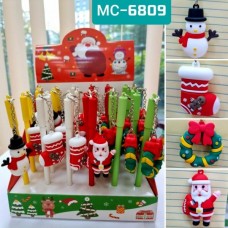 Ручка-игрушка Новогодняя Снеговик/Сапог/Венок/Дед Мороз Basir МС-6809 синяя 0,7мм со съемным брелком